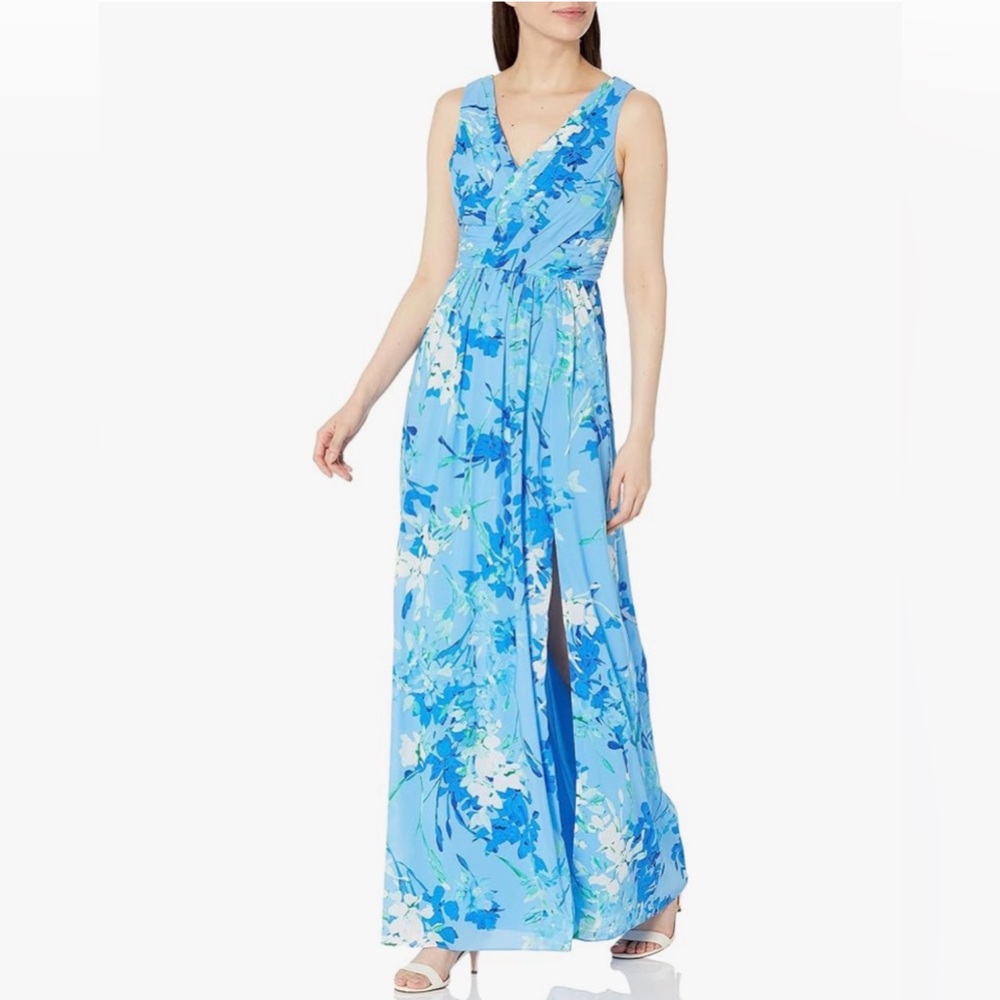 NEW Adrianna Papell Floral Print Sleeveless Chiffon Maxi Gown Size 6